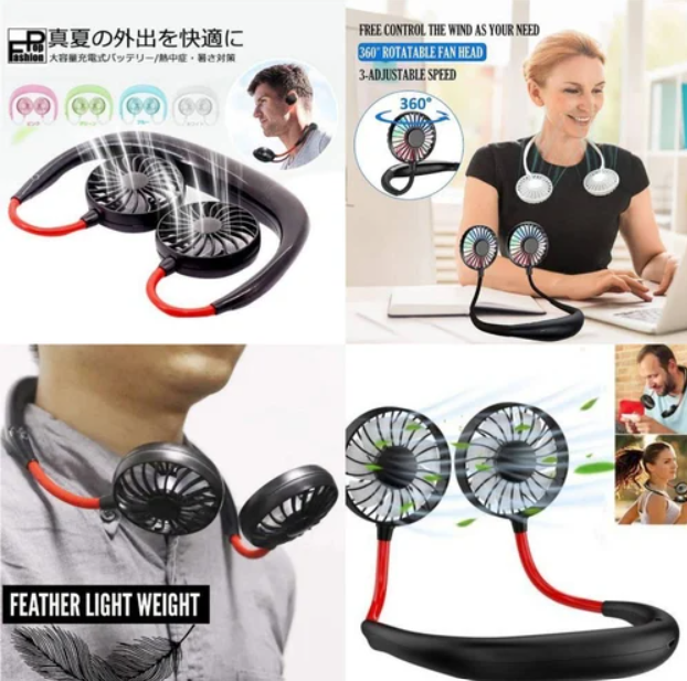 Neck Fan | 360 Degree Rotating Neck Fan | Handsfree | Portable Neck Fan | Hands Free | USB Rechargeable Fan | Rechargeable lithium battery | Long Battery backup