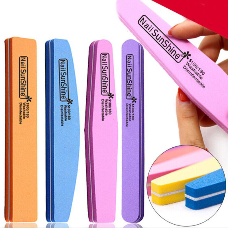 1 Piece Waterproof Nail Buffer Double Sided 100/180 Grit Art File Soft Sponge