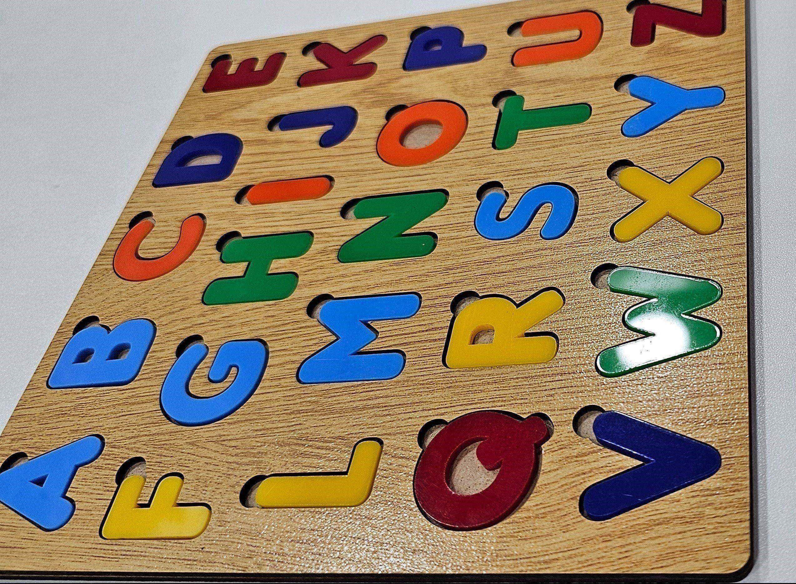 Bizzy ABC| Puzzle Board Wooden And acrylic ABCD Early Childhood English learning Educational Toy | Colorful Preschool 3D Board | Learning Cognition Letters | Early Development Toy