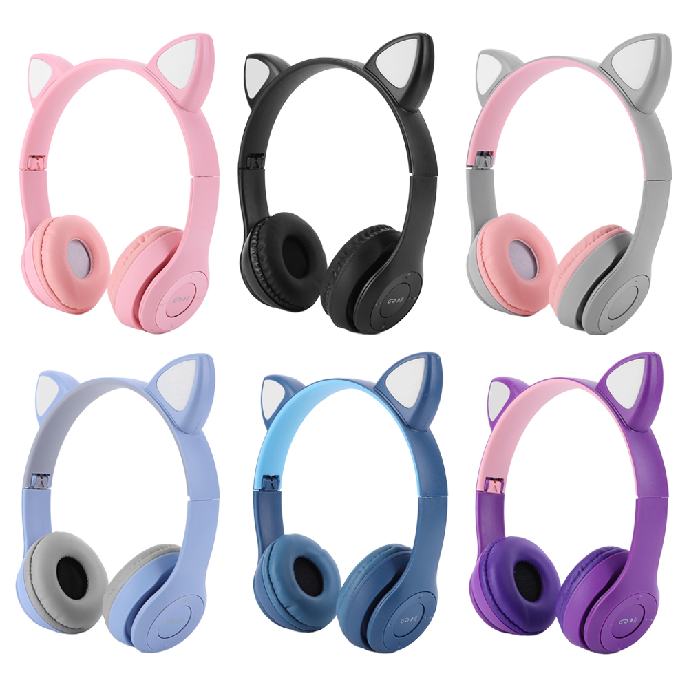2025 NEW Flash Light Cat Ear Earphone Voice Control Bluetooth-Compatible Cute Cat Ears Wireless Headphone Kids Girls Stereo Music Headset
