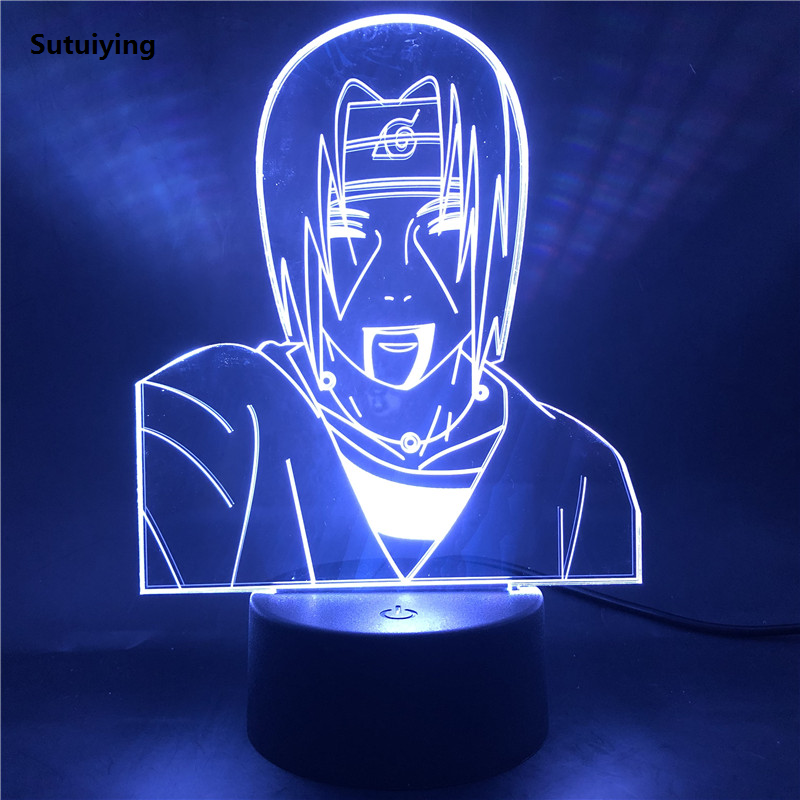 Sutuiying Naruto Uzumaki Uchiha Madara Itachi Sasuke Night Lights Anime Original Figures 3D Color Changing Action Figure Toys Gaara Model Doll