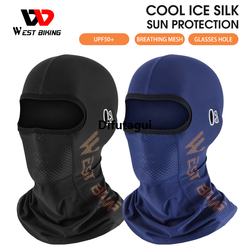 Difutagui WEST BIKING Summer Cycling Sun Hat Full Face UV Protection Mask Portable MTB Motorcycle Ice Silk Balaclava Fishing Cooling Sport Gear