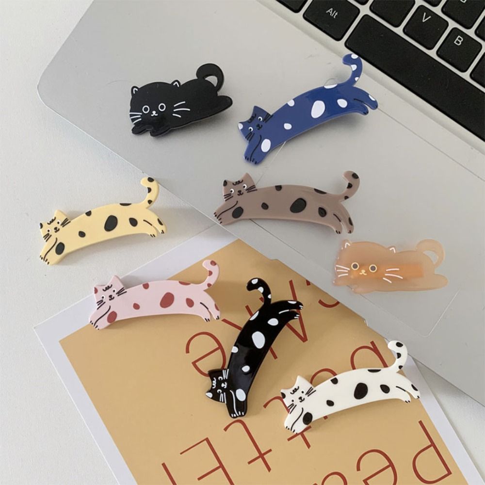 Sweet Cartoon Cat Hair Clip Pet Colorful Hair Clip Acrylic Cat Duckbill Clip Ladies