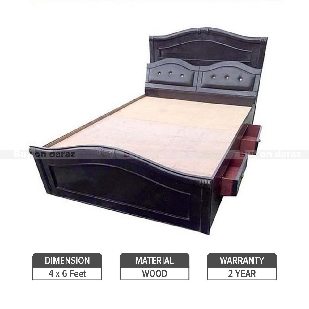 Dark Brown Wooden Bed ( 4ft X 6ft )