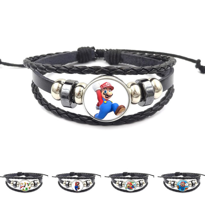 【Top-notch quality】New Super Mary Mario Leather Women's Retro Multi-Layer Beaded Woven Bracelet