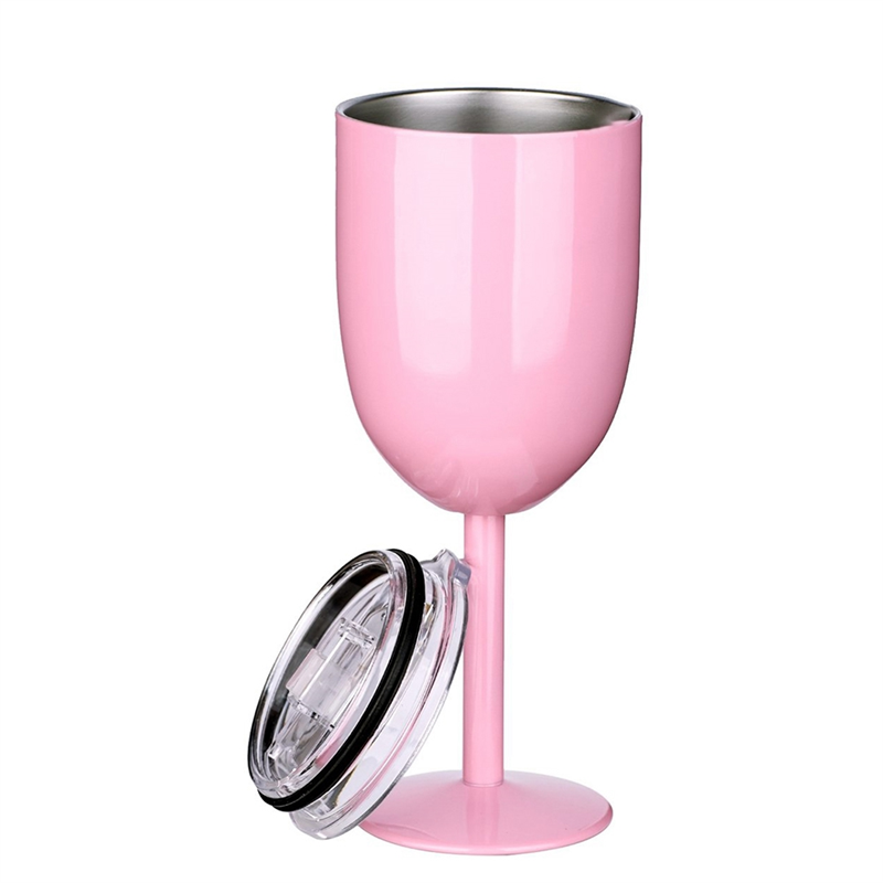 1PCS Insulated Pink Wine Glasses Double Wall Food Grade Stainless Steel Travel Wine Cup with Leak Proof Lid for Adult, Fine Workmanship