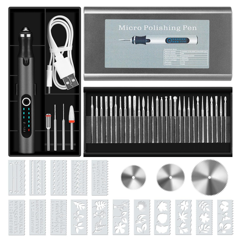 Engraving Pen with 37 Bits, USB Rechargeable Cordless Engraving Machine with Box, Portable DIY Rotary Engraver Durable