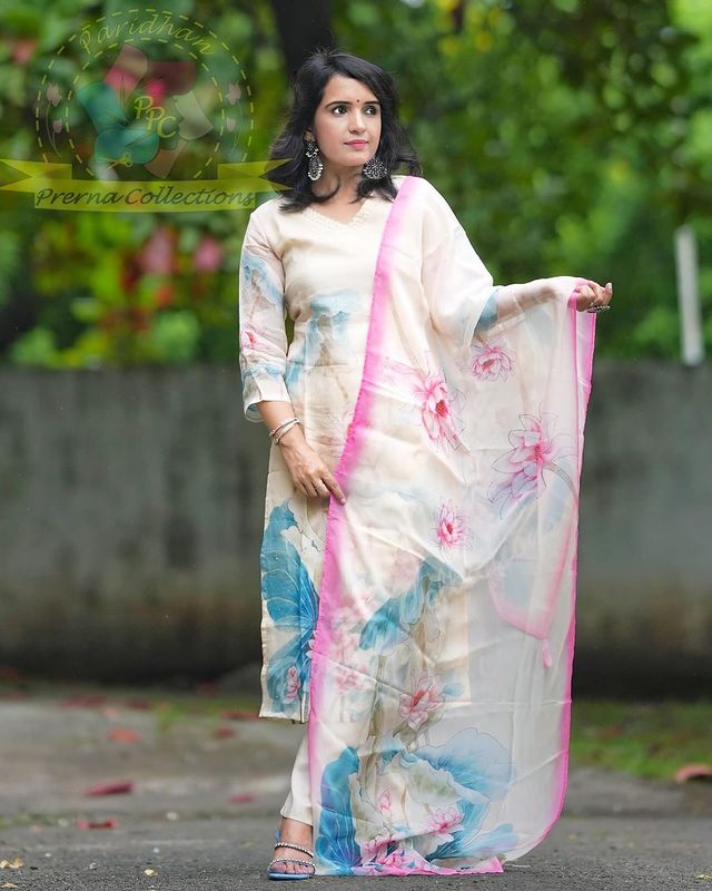 Classy Digital Print Pure Organza Suit for Festive Season By Sapnaaz