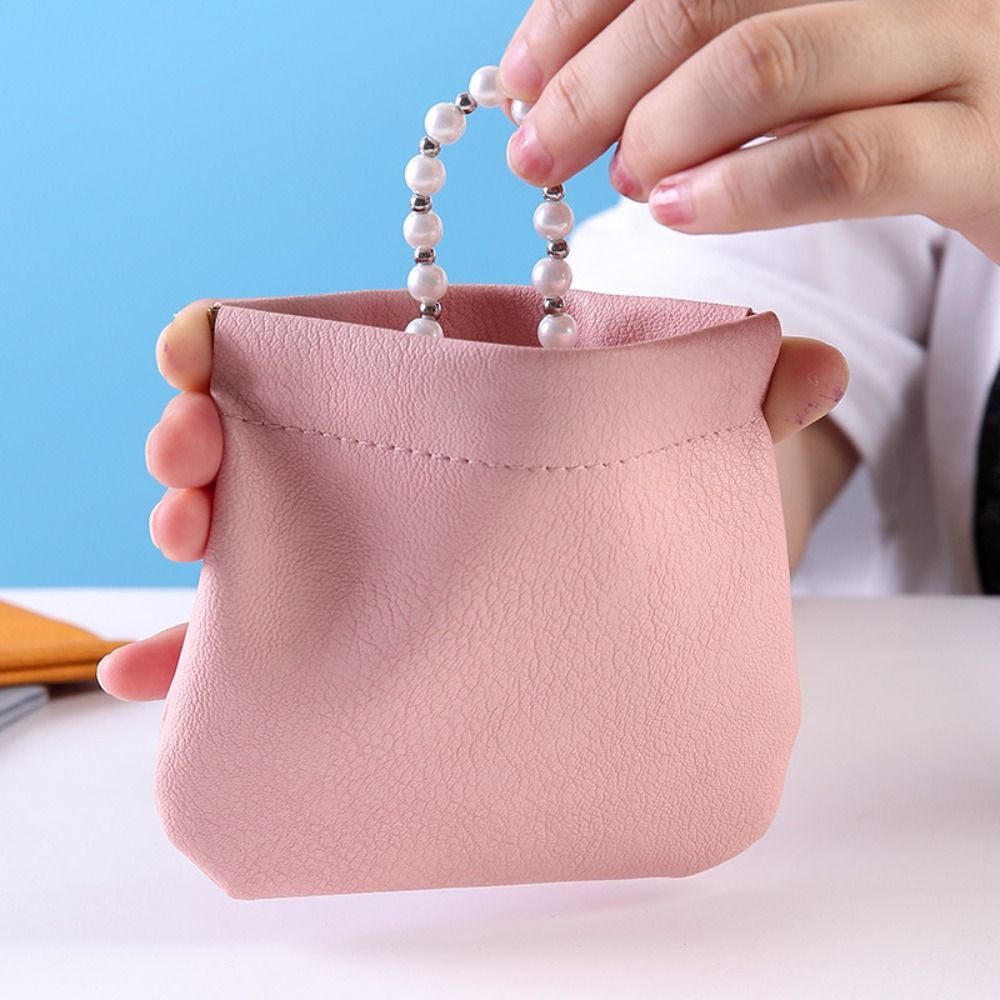 Fashion Automatic Closing Lipstick Bag Portable Mini Makeup Bag PU Simple Storage Bag