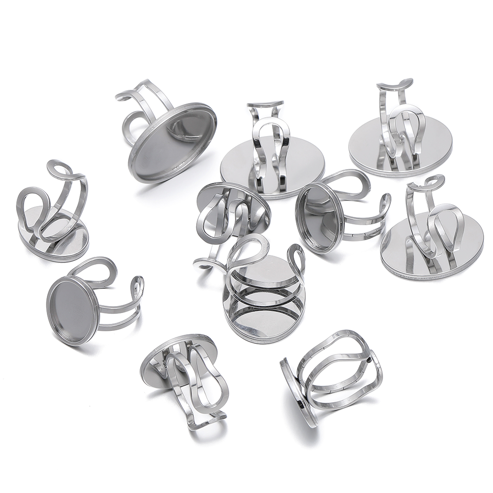St. kunkka 5pcs DIY Stainless Steel Ring Bottom Support For Handmade DIY Jewelry Accessories