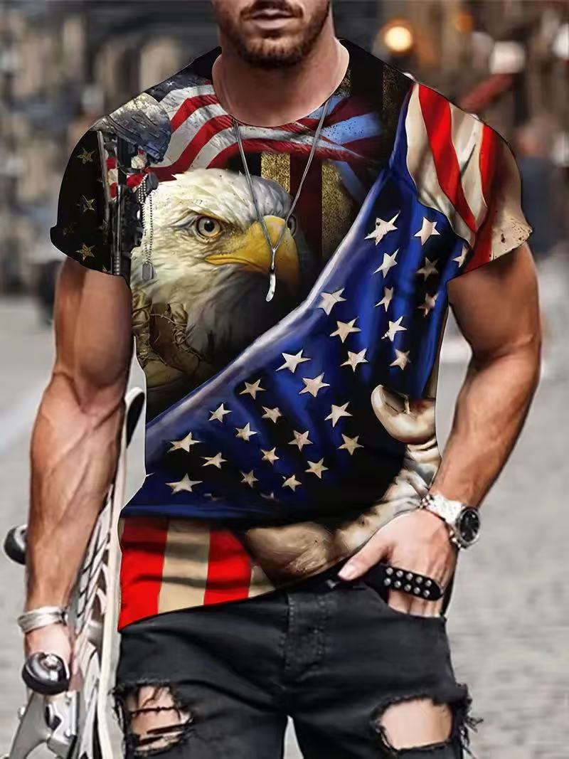 Summer Selling Men's Creative Personality Soaring Eagle Animal 3D Printing Fun Casual Fashion T-shirt BLES ONLINE DZ-4G-01