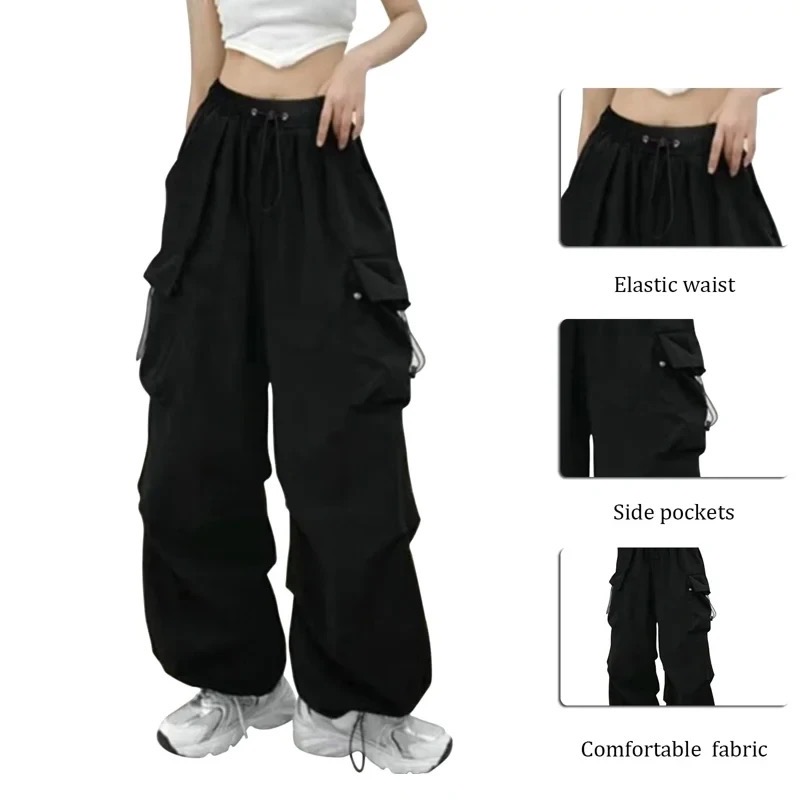 Summer Wide Leg Cargo Parachute Baggy Pocket Trouser Pants For Women By Forever Clothing - Fashion | Pants For Women PR
