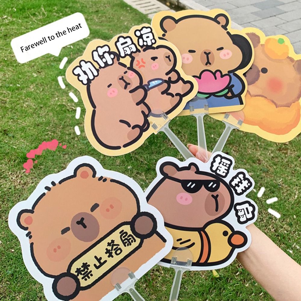 Kawaii PP Capybara Hand Fan Cute Cartoon Portable Hand-cranked Cooling Fan Mini Outdoor Supplies Children's Hand Fan Summer