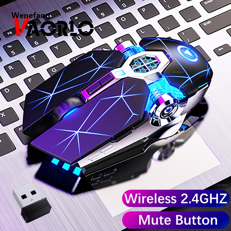 Wenefang VAORLO Gaming Mouse Rechargeable Wireless Silent Mouse LED Backlit 2.4G USB 1600DPI Optical Ergonomic Mouse Gamer Desktop For PC Laptop