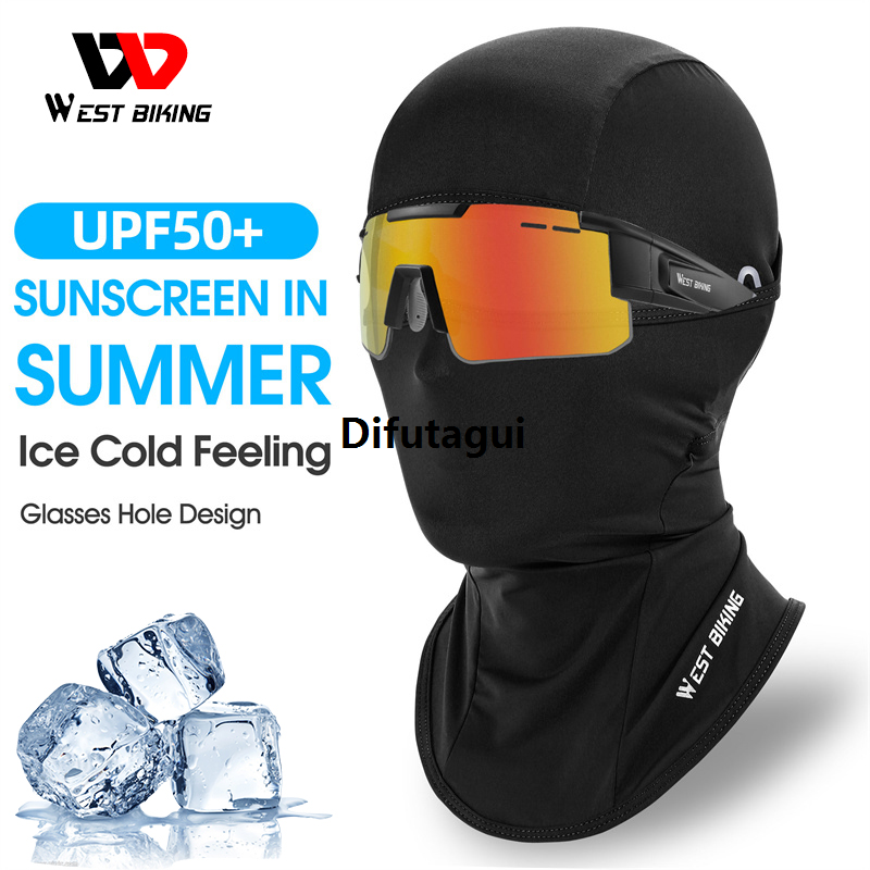 DISICHEN New WEST BIKING Summer Breathable Cycling Cap Anti-UV Balaclava Men Full Face Mask Bicycle Motorcycle Running Cooling Sport Gear