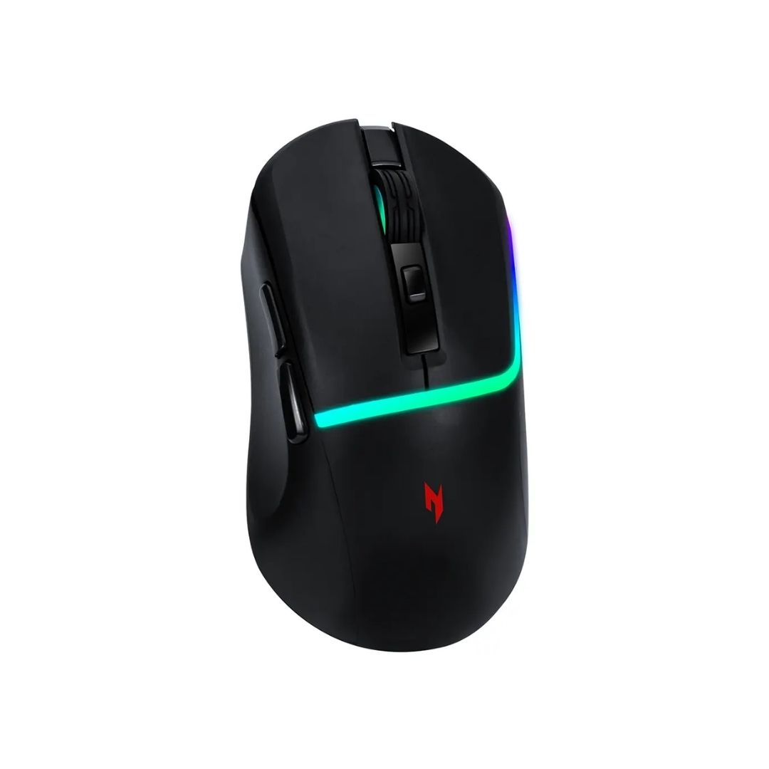 Acer Nitro OMR246 Tri-Mode Wireless Gaming Mouse - (2.4GHz - Bluetooth - Wired Connectivity)- 6 level Adjustable DPI upto 7200 - RGB Lighting - 6 Programmable Buttons - 500 mAh Rechargeable Battery