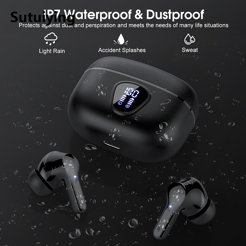 Sutuiying HiFi Stereo Wireless Earbuds BT5.4 Headphones with 48H LED Display New ENC Noise Cancelling Ear Buds IP7 Waterproof Earphones