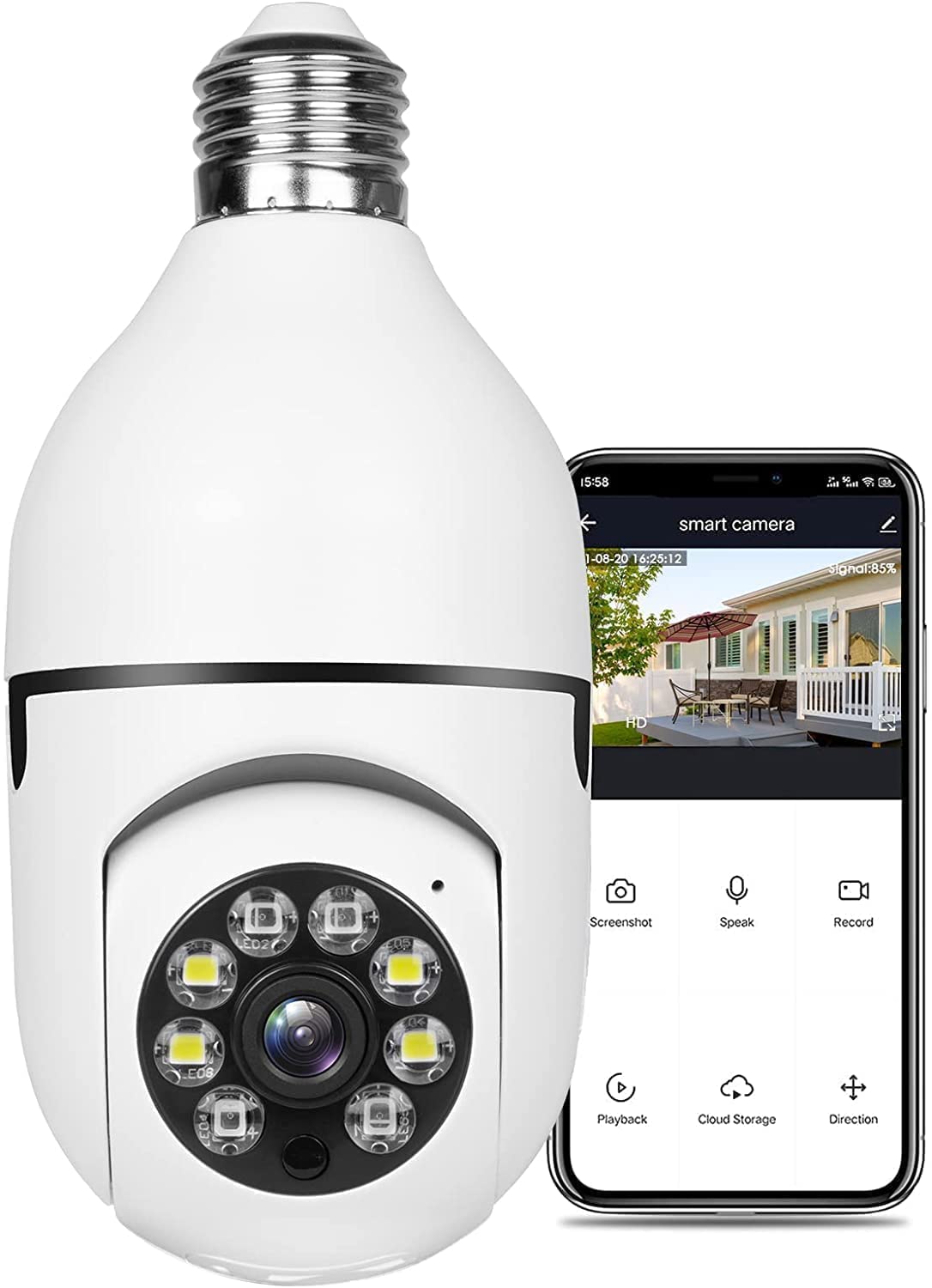 Bulb Camera 360-Degree Motion Detection 1080p WiFi Smart Home Surveillance CCTV