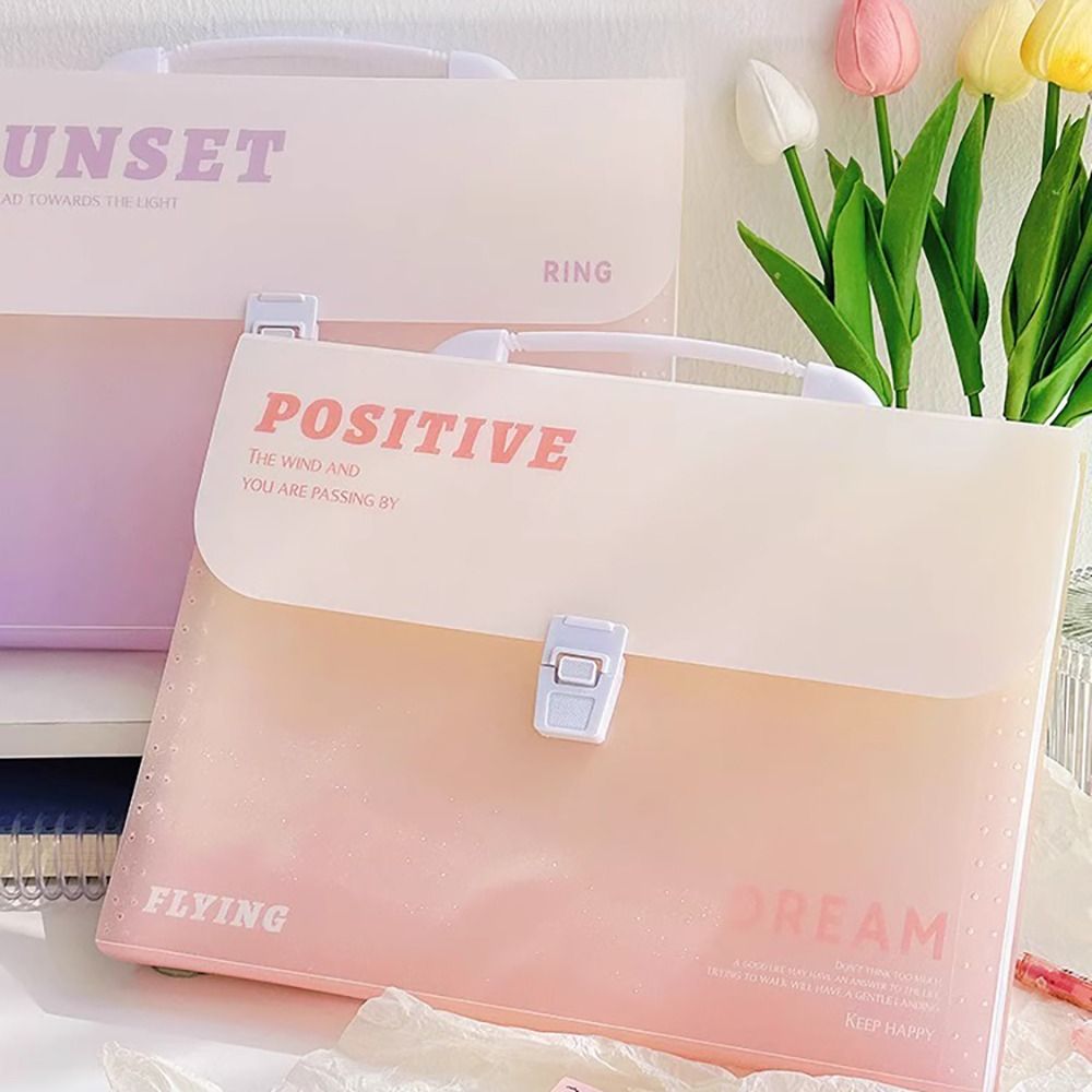 High Quality 12 Pockets A4 File Folder Waterproof Portable File Organizer Gradient Color Classified Storage Portfolio Organizer School Office
