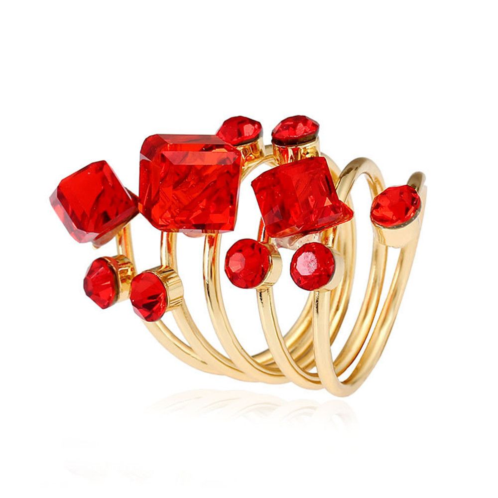 Vintage Antique Geometric Gift Jewelry Rhinestone Zircon Ring Copper For Women|Girls