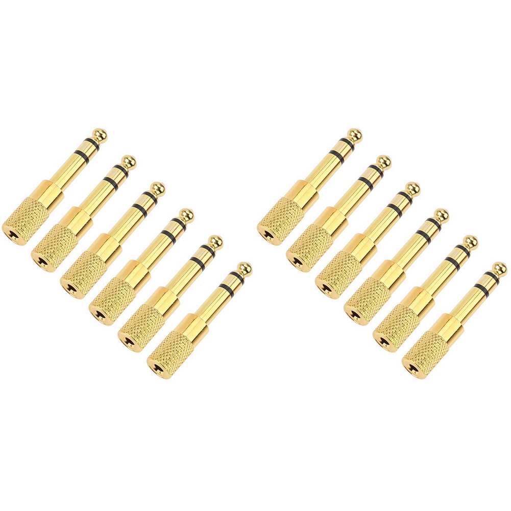 Quarter Inch Adapter, 6.35mm (1/4 Inch) Male to 3.5mm (1/8 Inch) Female Headphone Jack Plug, Gold 12 Pack