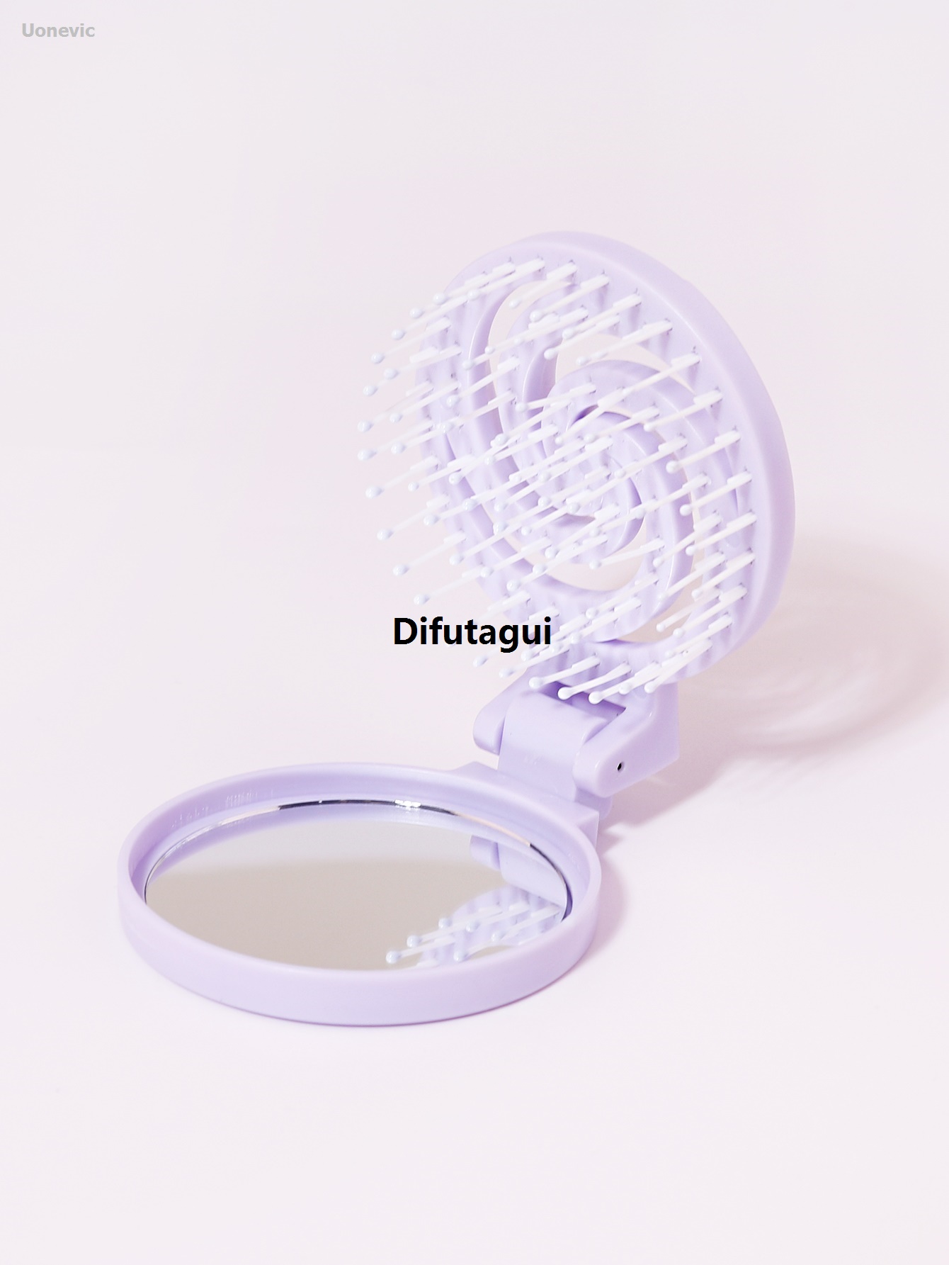 Difutagui With mirror, round folding travel hairbrush 1PCS New Fashion style hollow portable foldable pocket hairbrush