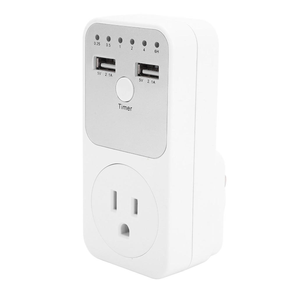 Smart Home Dual USB Ports Timer Socket 6H Multifunctional Countdown Timer Socket Intelligent Surge Protector Voltage Protector Home Appliances