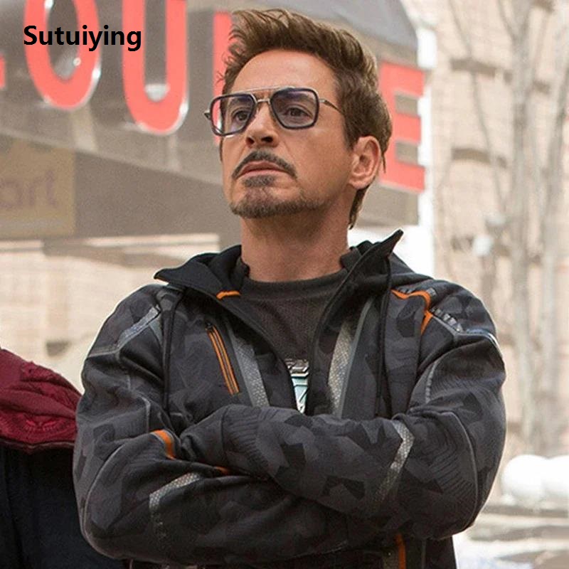 Sutuiying Tony Stark Sunglasses Iron Man Sun Glasses Fashion Vintage Square Metal Frames