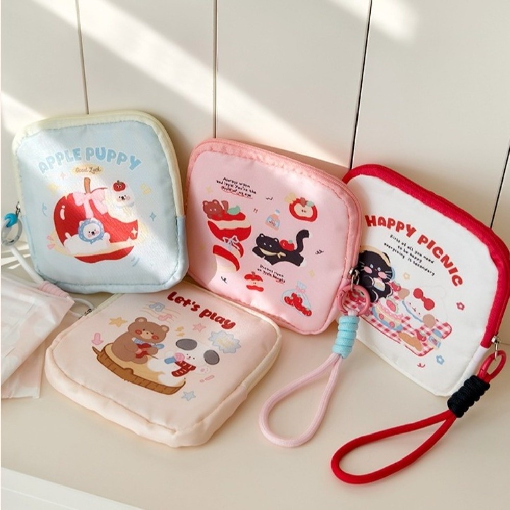 Cute Large Capacity Coin Purse Multifunctional Cartoon Cosmetic Bag with Zipper Portable Makeup Bag Travelling Storage