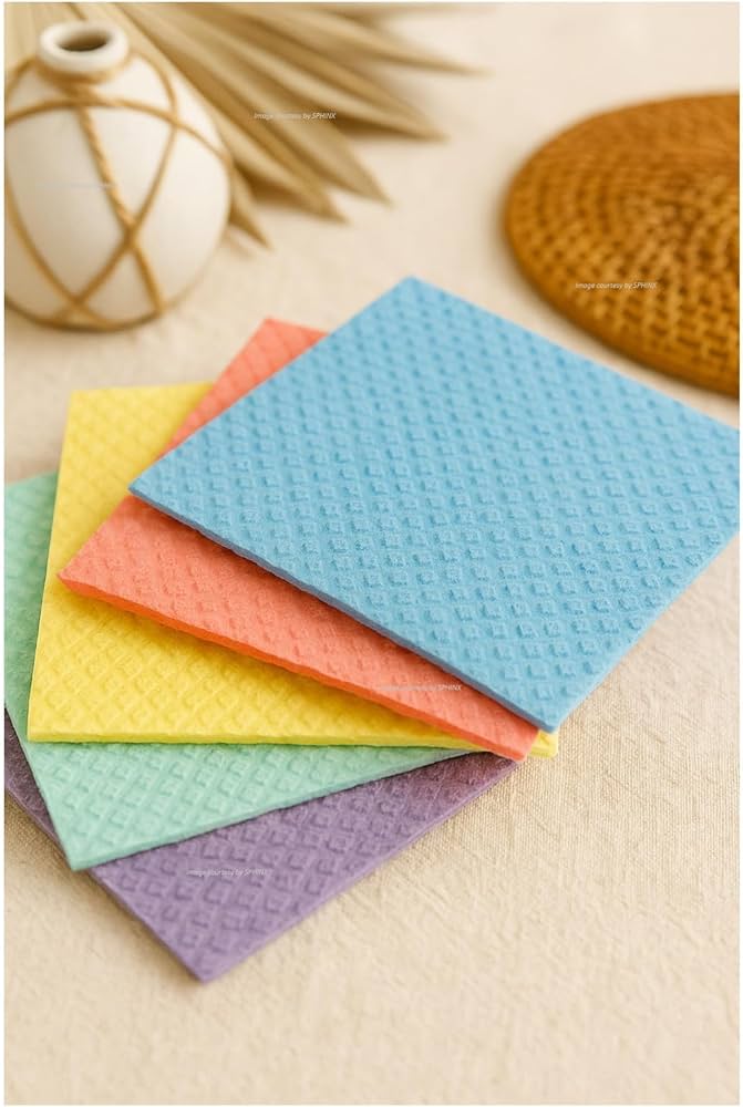Sagun Highly Absorbent Cellulose and Cotton Sponge Wipes for Kitchen | Multipurpose, Washable, Reusable, Cleaning Wipes - Pack of 3 Pieces