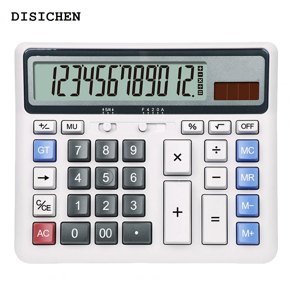 DISICHEN New Desktop Calculator 12-digit Electronic Calculator with Large Lcd Display for Home Office Business Use 12-digit Calculator