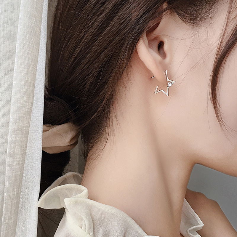 【Good sharing!】Three-dimensional star earrings female simple art cute small five-pointed star earrings student soft girl earrings