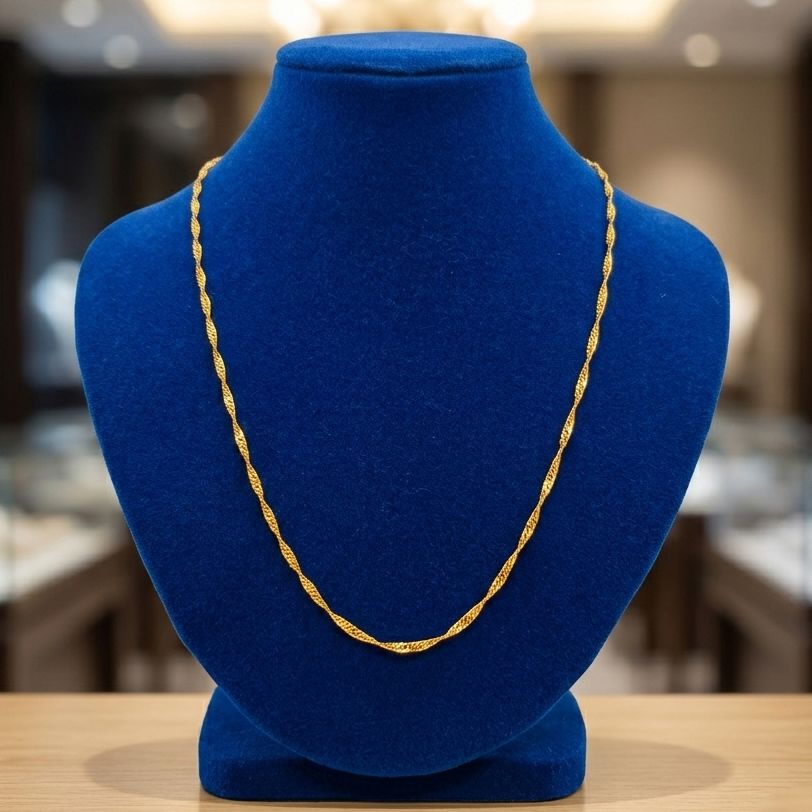 Linked Chain Gold Plated Chain | 45cm Chain Necklace Gold Looks Chain Engagement Chain Design Simple Chain New Looks Chain New Chain For Daily Use Thin Chain Gold Design Chain Bridal Chain