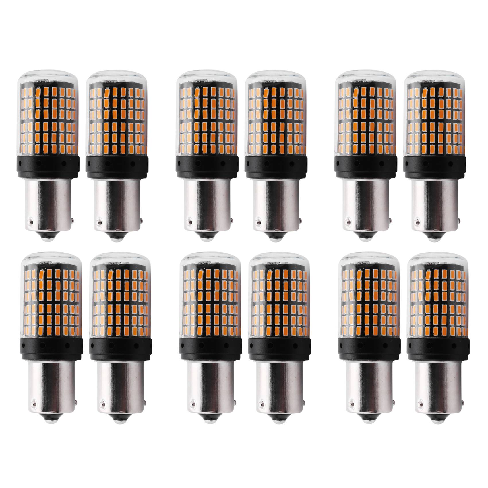 FORIDE 12Pcs Super Bright No Flash 1156 Canbus Car LED Light BAU15S PY21W 144Smd 3014 Chips Car LED Turn Signal Tail Light