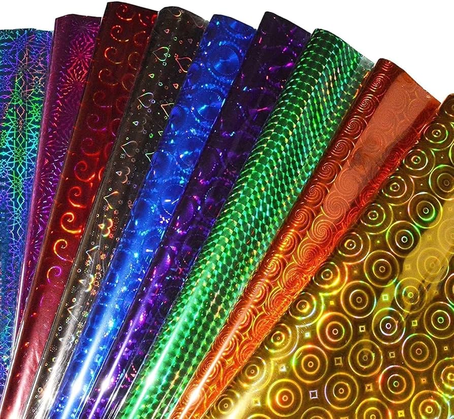 FR-KG Pack of 50 Pieces of Holographic Metallic Gift Paper Wrapping Sheets Especially for Gifts for Loved, 65cm X 45cm 25-Sheets (Multicolour)