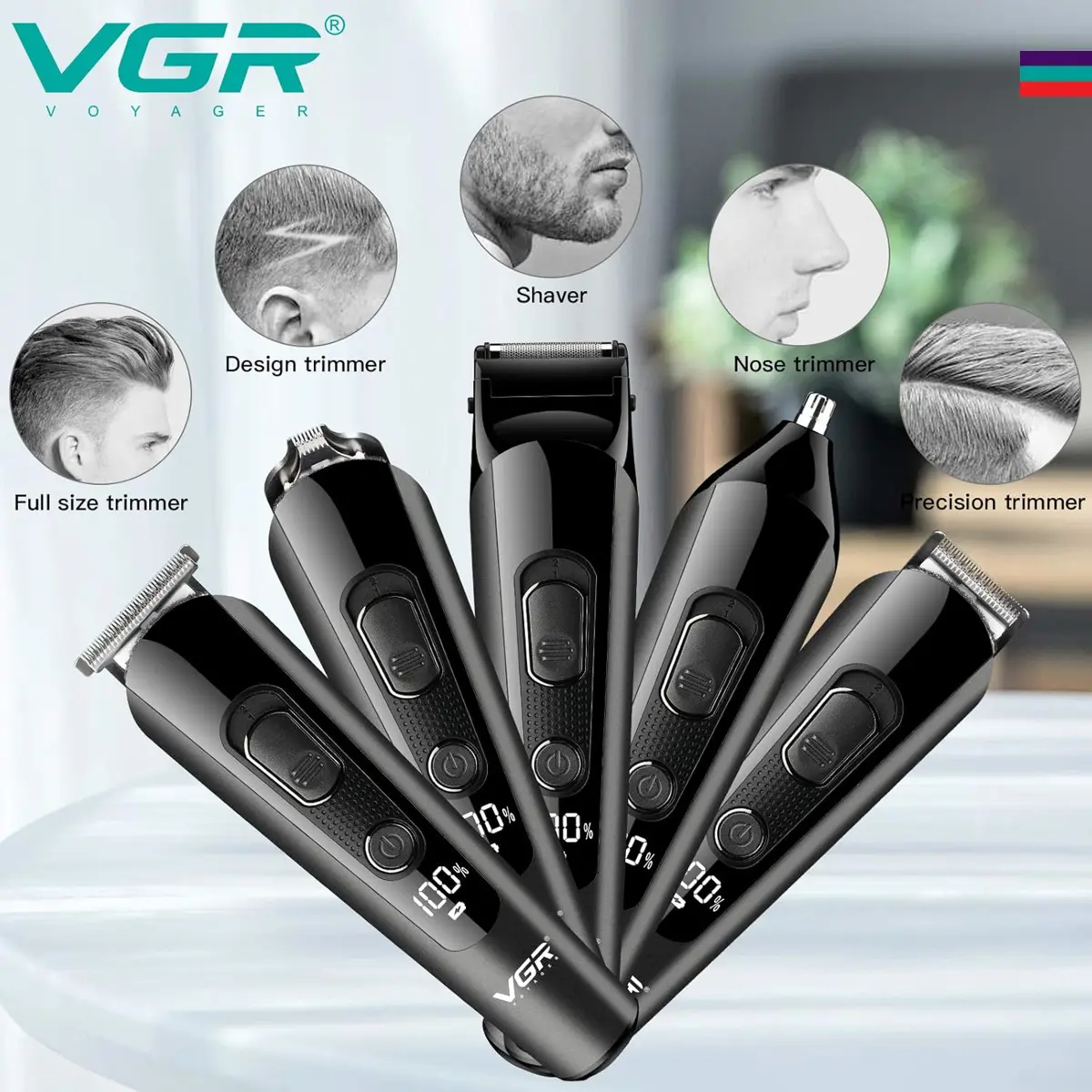 VGR 175 rechargeable 5 in 1 mens grooming kit hair trimmer clipper set electric shavers for men