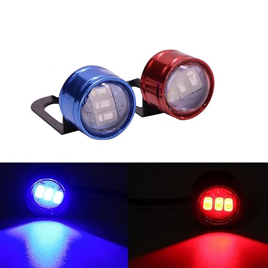 Strobe Light for Bike 12V DC Waterproof Motorcycle LED Strobe Lights Motorcycle LED Flash Warning Brake Light Lamp Compatible with Motorbikes, Scooters (1 Pair, Red/Blue)