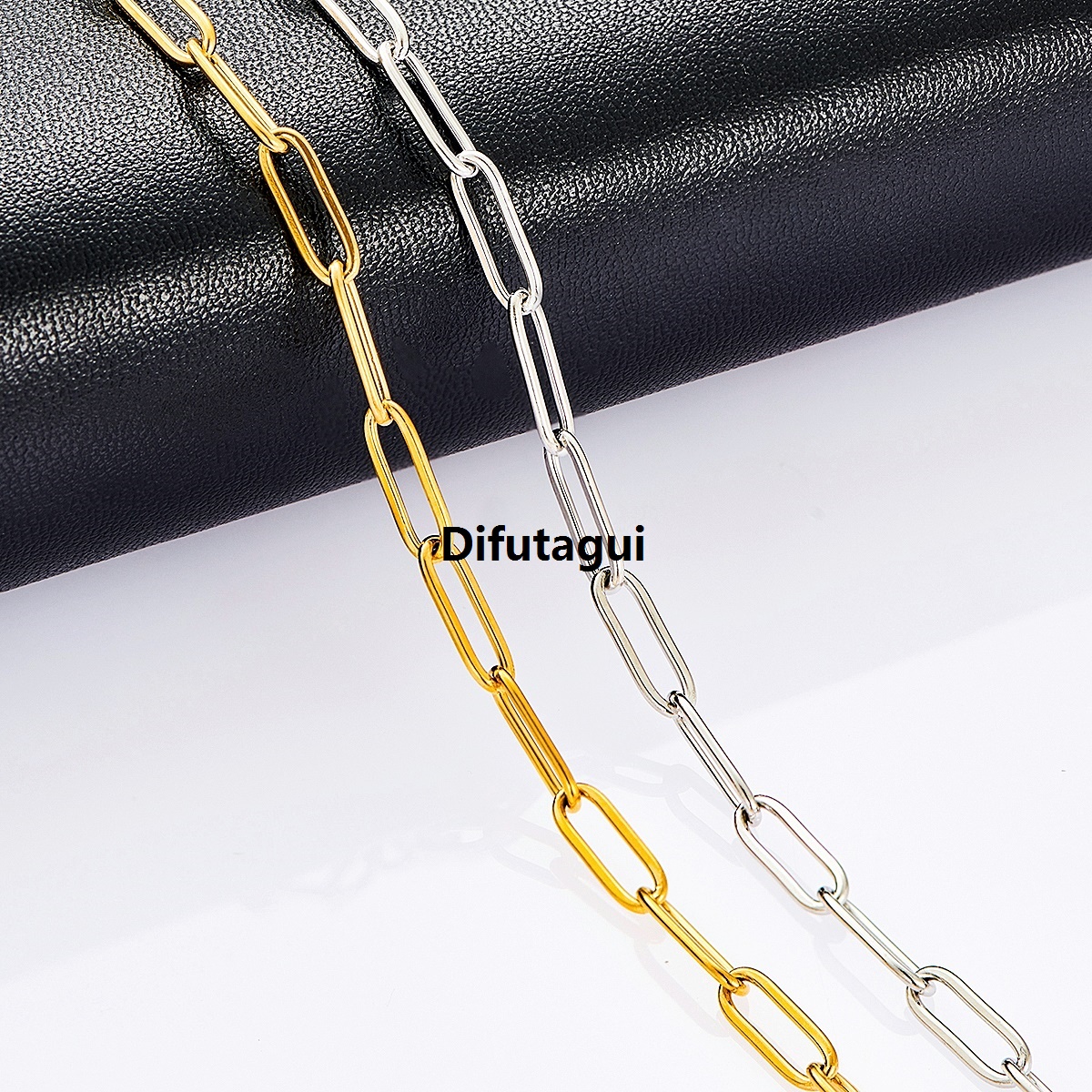 Difutagui High Quality Gold/Silver Color Stainless Steel Paperclip 2025 Chain Men and Women Gift Ring Necklace