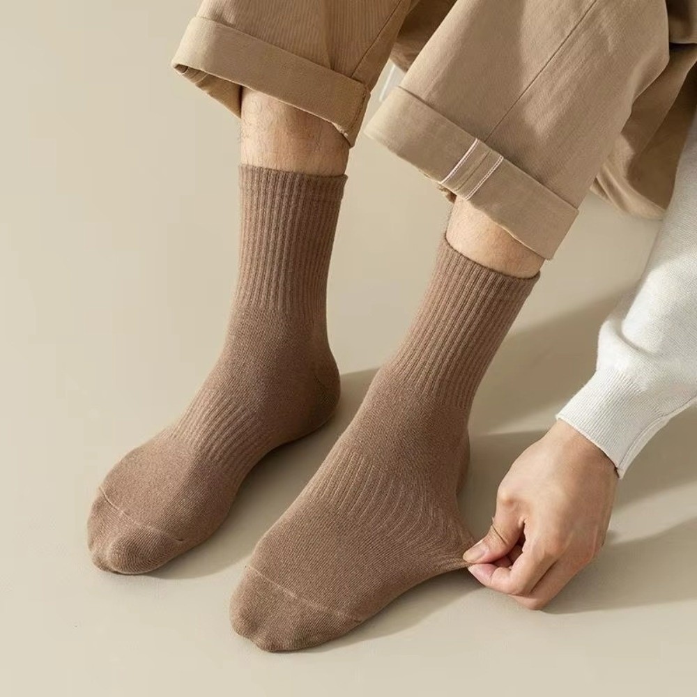 Gifts Pure Cotton Women's Mid-tube Socks Compression Solid Color Long Sock Absorb Sweat Soft Casual Breathable Sports Socks