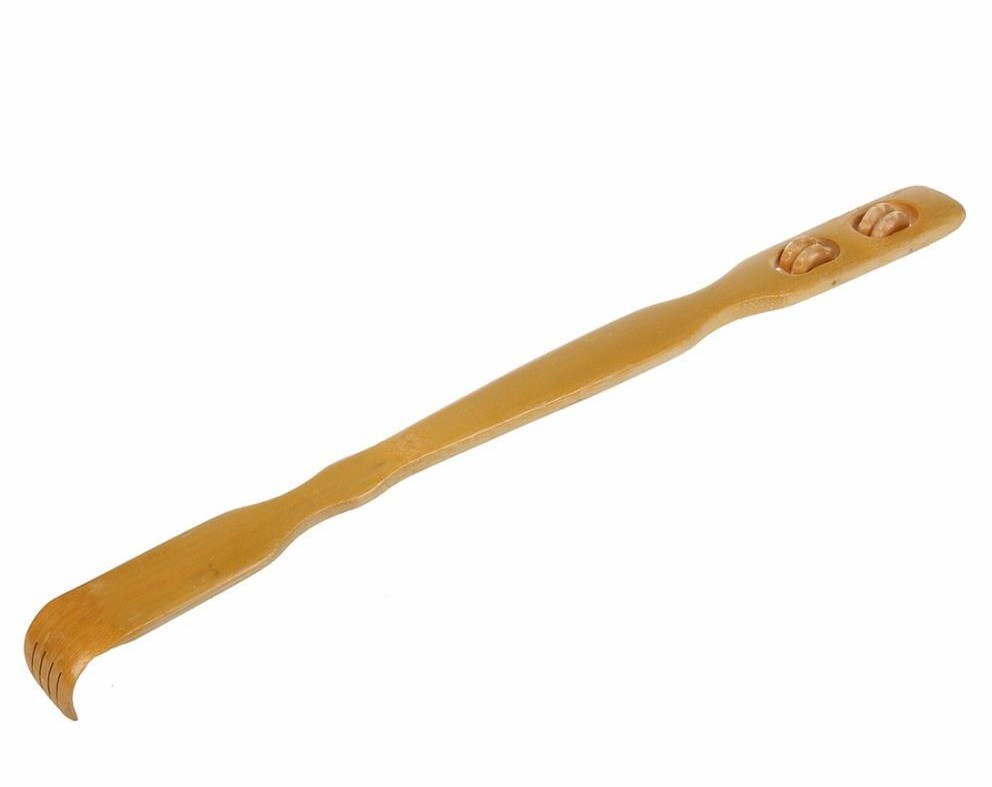 Handy Bamboo Massager Stick Back Scratcher Wooden Body Vibration Roller Pain Relief Backscratcher (Color :Wood Brown )