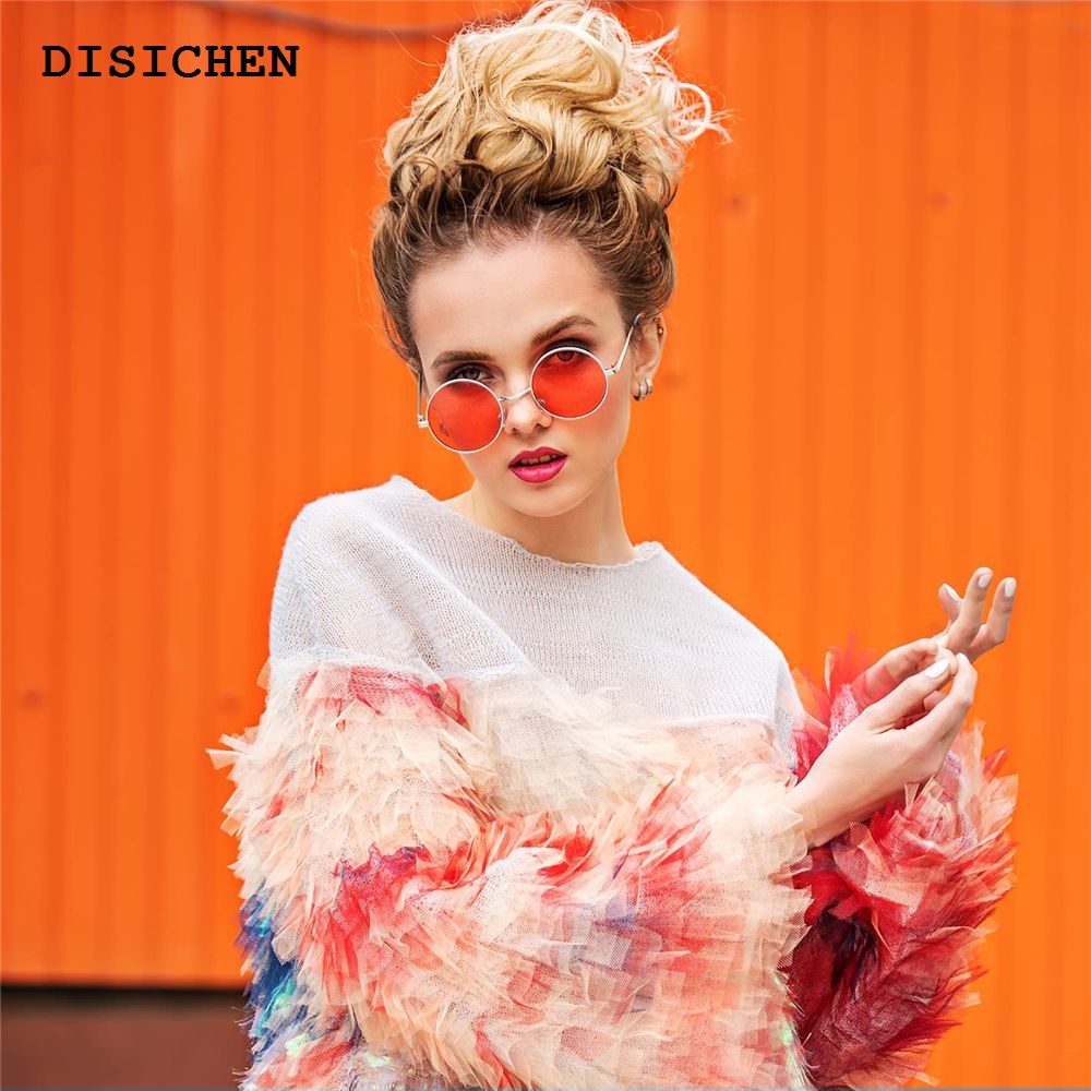 DISICHEN Hot Selling 1pc 2022 Retro Round Hippie Sunglasses Fashion Circle Metal Colorful Round-frame Sunglasses for Women Men Disco Party Glasses