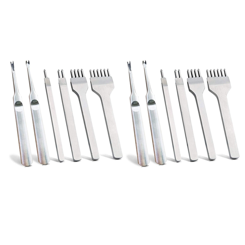 FORIDE 18Pcs 1/2/4/6 DIY Diamond Lacing Stitching Chisel Set Leather Edge Skiving DIY Craft Tool, (4mm)