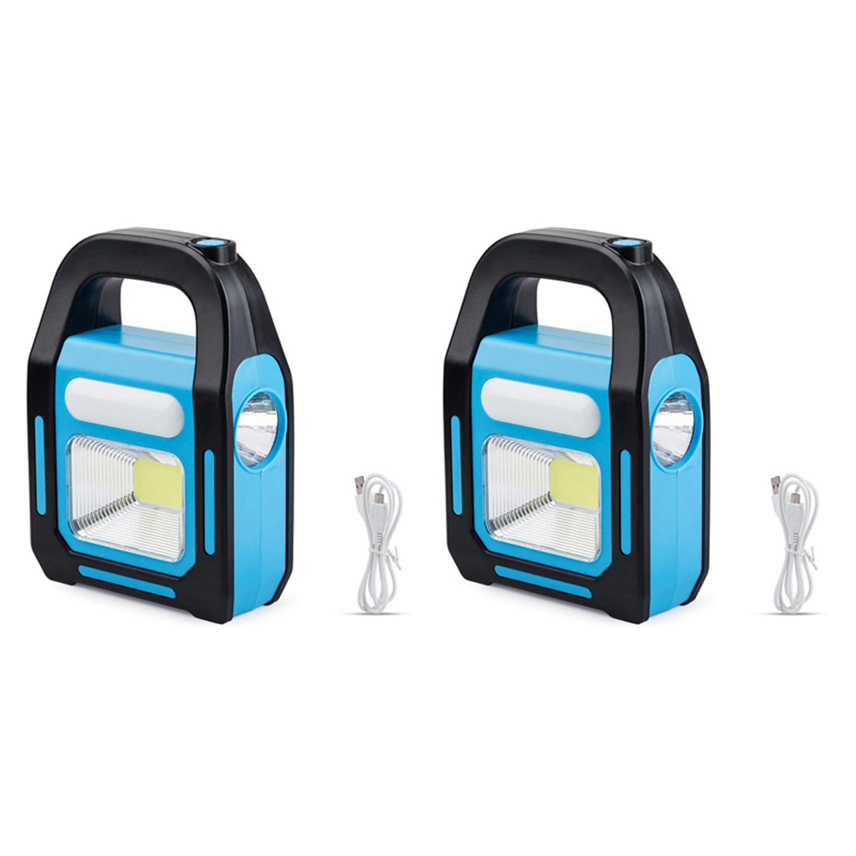 FORIDE 2X 3 in 1 Solar USB Rechargeable COB LED Camping Lantern, Charging for Device, Waterproof Emergency Flashlight LED Light