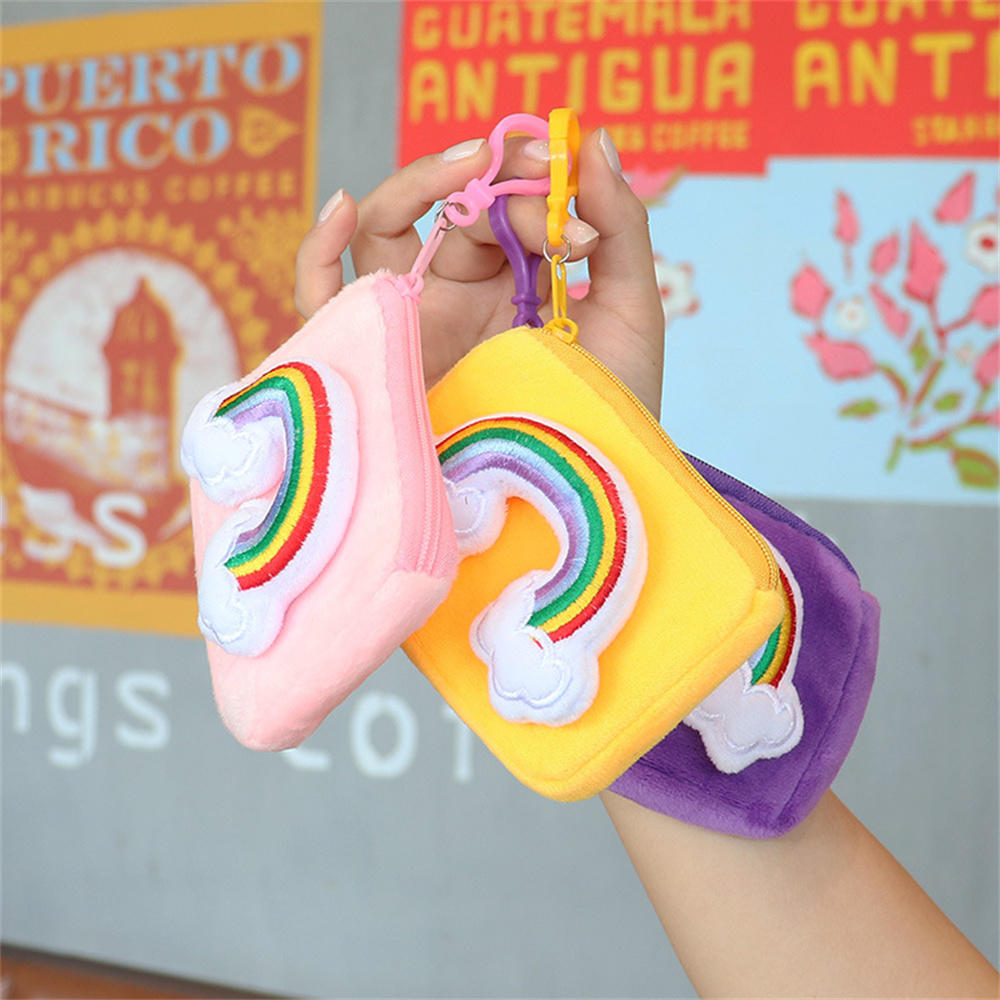 Plush Key Bag Candy Color Wallet Small Mini Coin Purse for Students Travel Daily Use