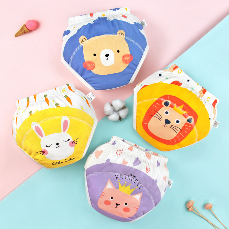 1Pcs/Set 6 Ply Kids Toilet Training Pants Boys Baby Toddler Girls Baby Underwear Toilet Cloth Diaper Pants Learning Pants Waterproof