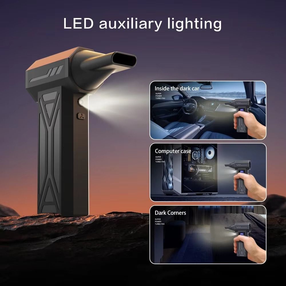 Wireless Operation LED Light Wireless Jet Fan High Power Digital Display Turbo Jet Blower Brushless Motor Turbo Technology Violent Air Blower Portable Cleaning