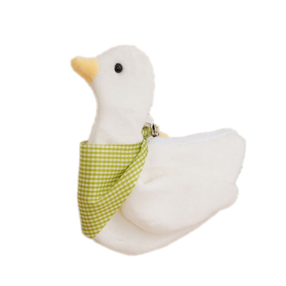Portable Plush Material Wrist Bag Cartoon Zipper Animal Handbag Large Capacity Duck Shaped Coin Purse Female