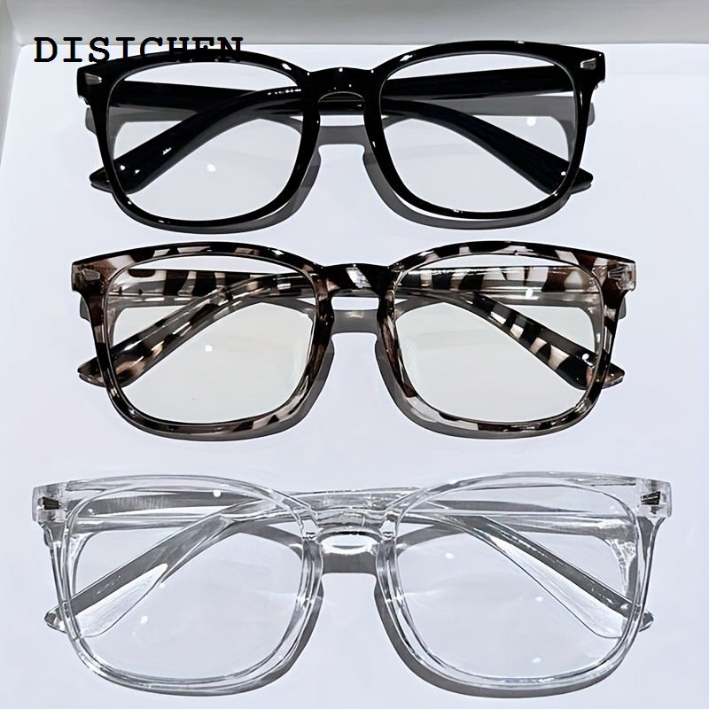 DISICHEN Sales promotion 3pcs Lightweight PC Frames Minimalist Square Clear Lens Glasses - Blue Light Blocking, Full Frame, for Everyday Casual Wear