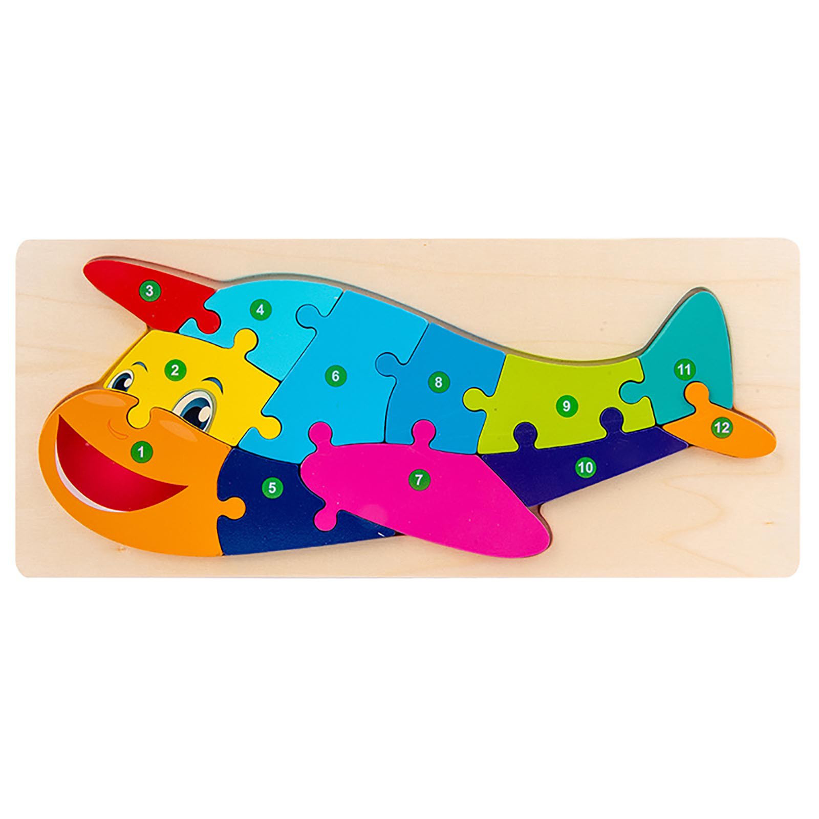 Colorful Wooden Plane Shaped Puzzle for Kids - Montessori Numerical Number (1-10) Early Learning Educational Toy
