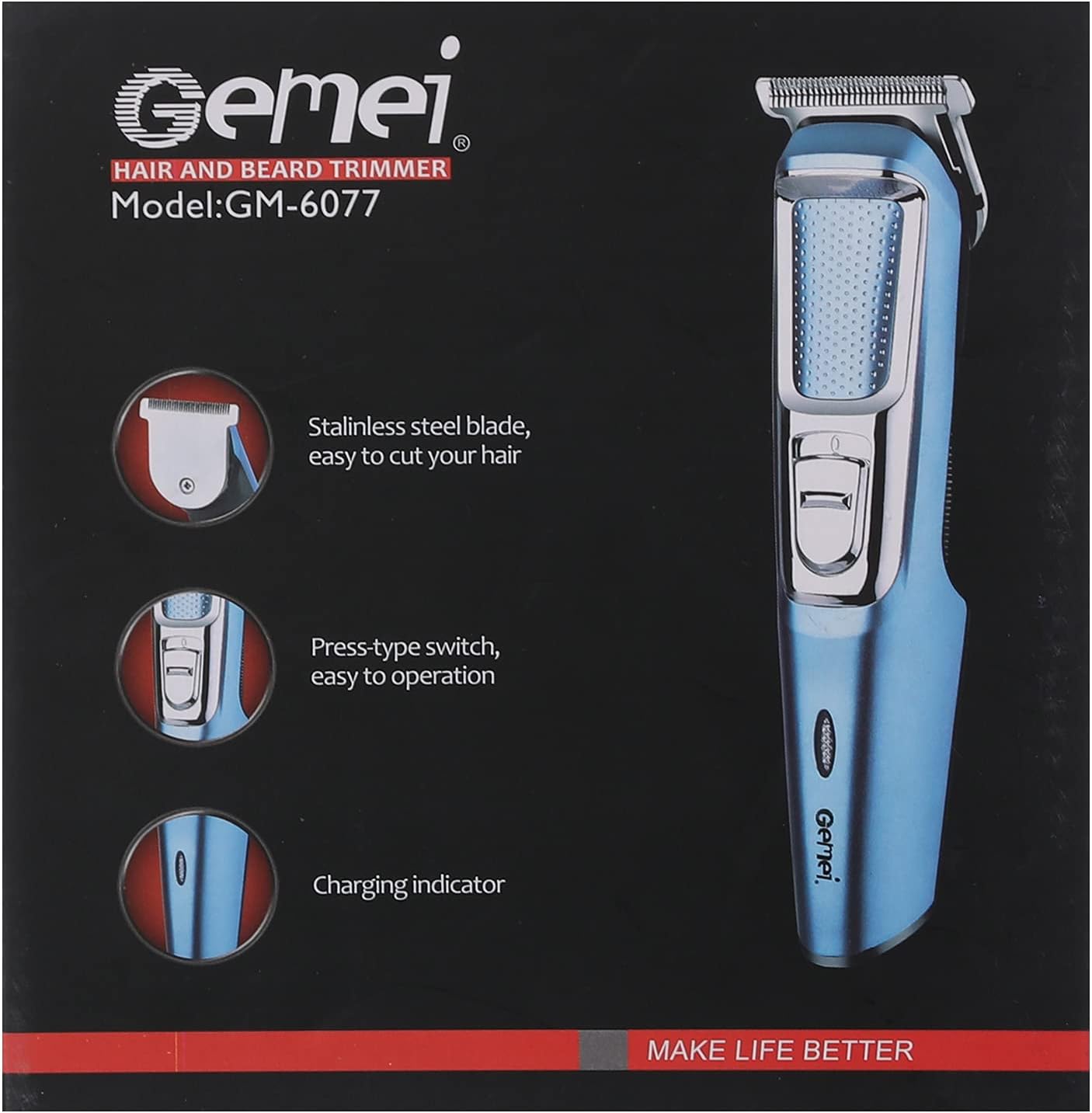 Gemei Gm 6077 Hair And Beard Trimmer
